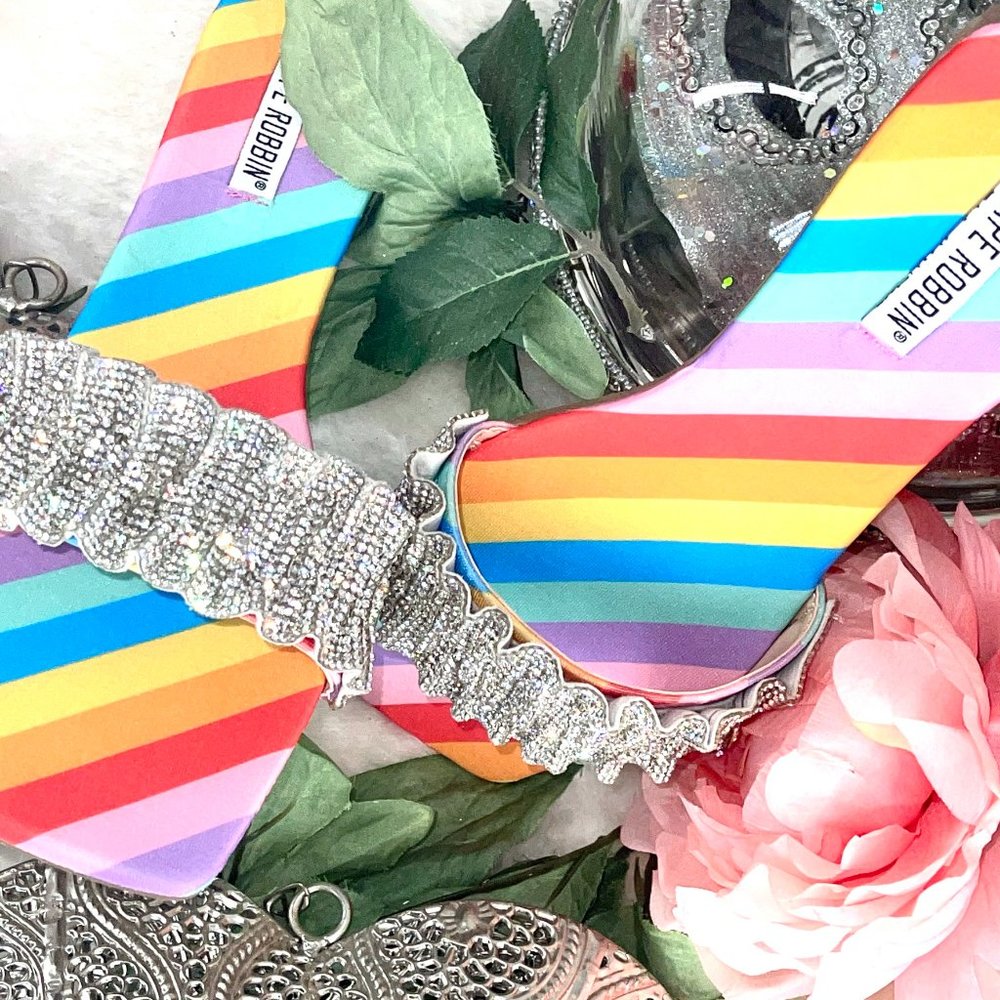 Gorgeous rainbow embellished silver sandal - Picture 6 of 9